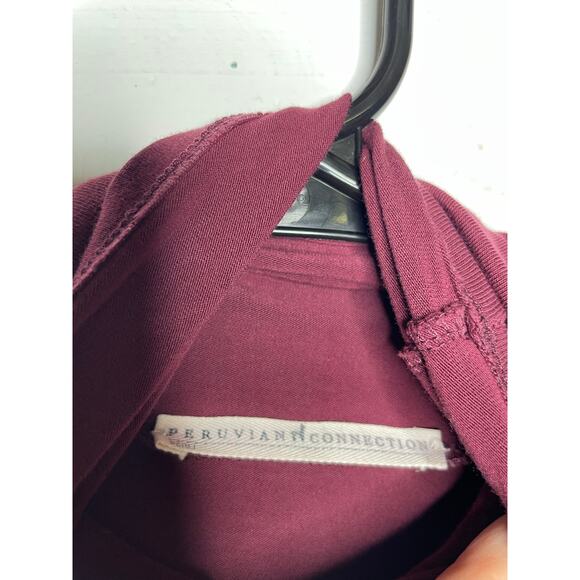 Peruvian Connection Burgundy Wine Red Turtleneck Top Womens Size Small - Picture 2 of 6